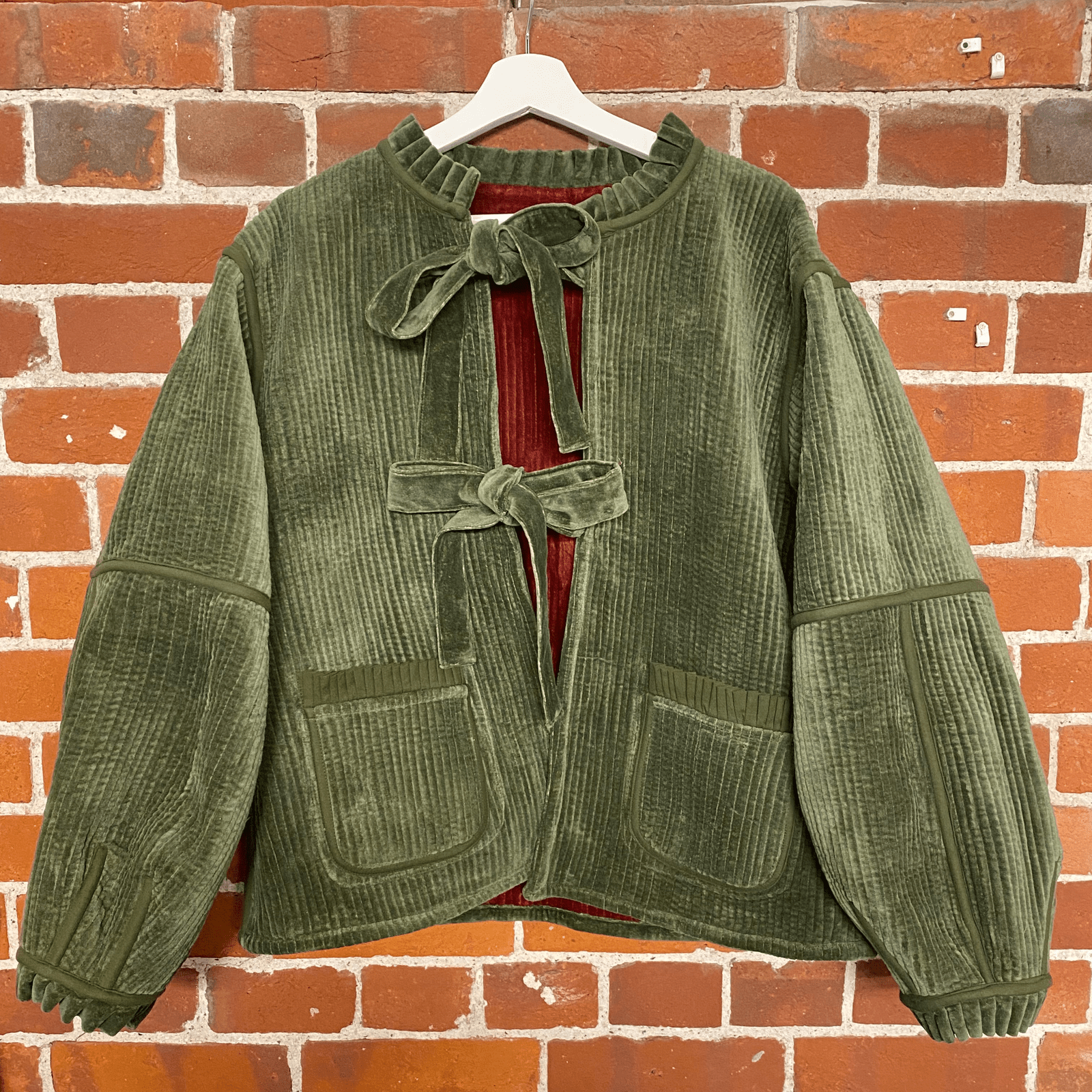 SECONDS Reversible Jacket - Rust Velvet and Green Velvet