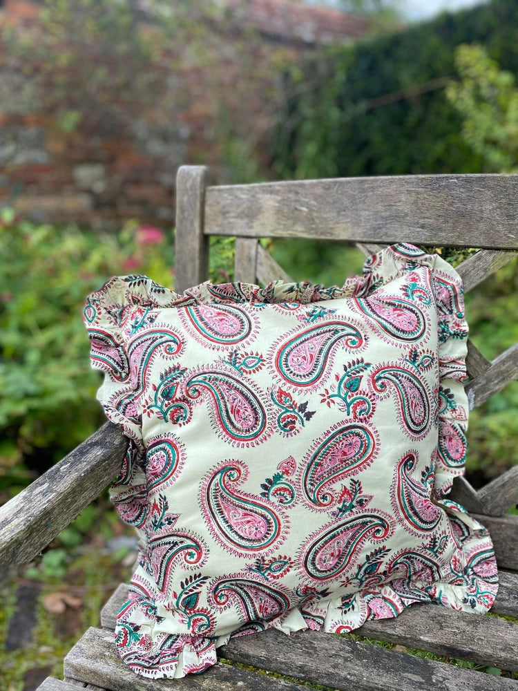 Ruffle Cushion Cover - Paisley