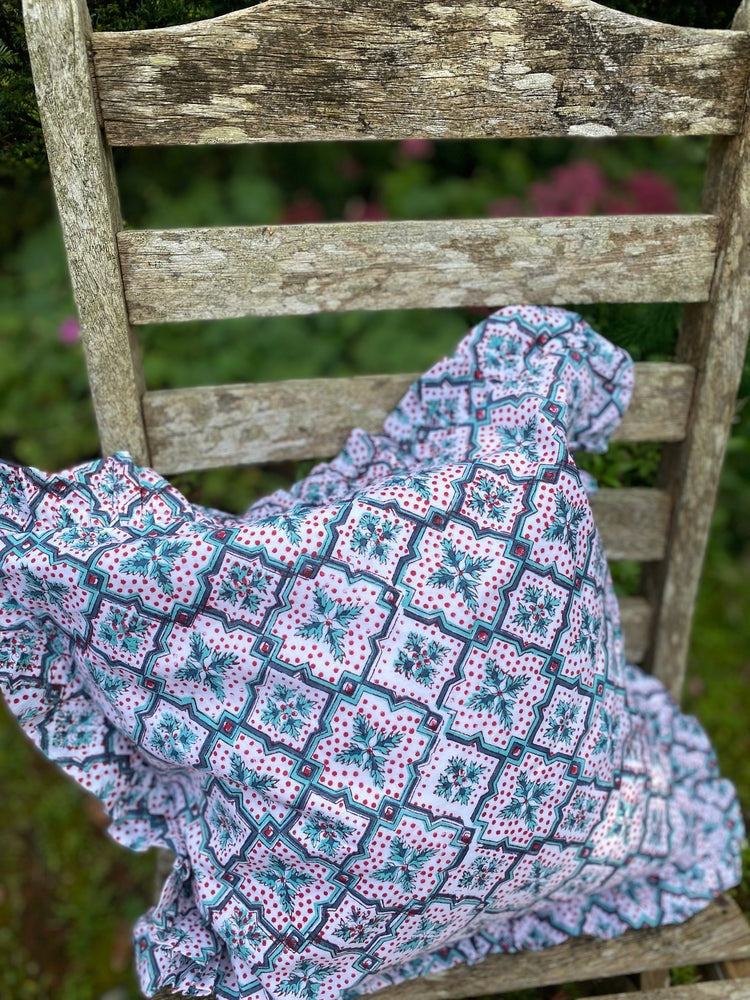 Ruffle Cushion Cover - Geometric print