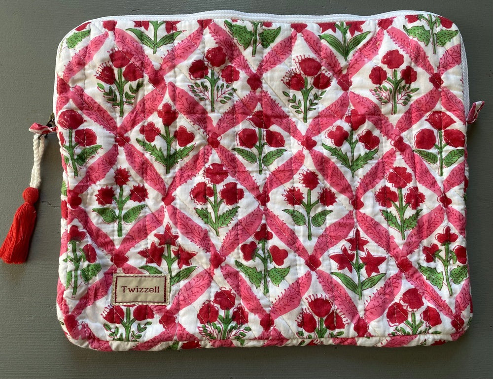 Indian Block Print Laptop Pouch - Bright