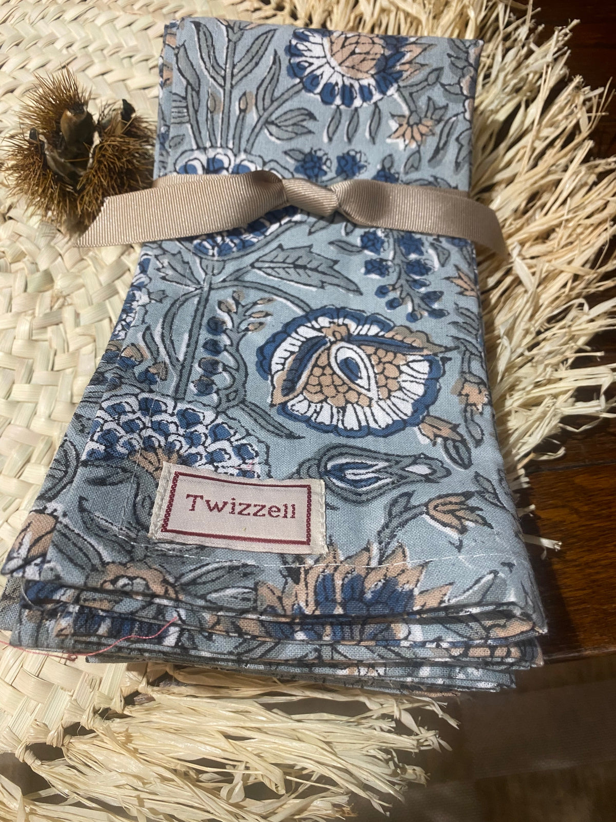 SECONDS Indian Block Print Napkins Set of 4 - Smoke