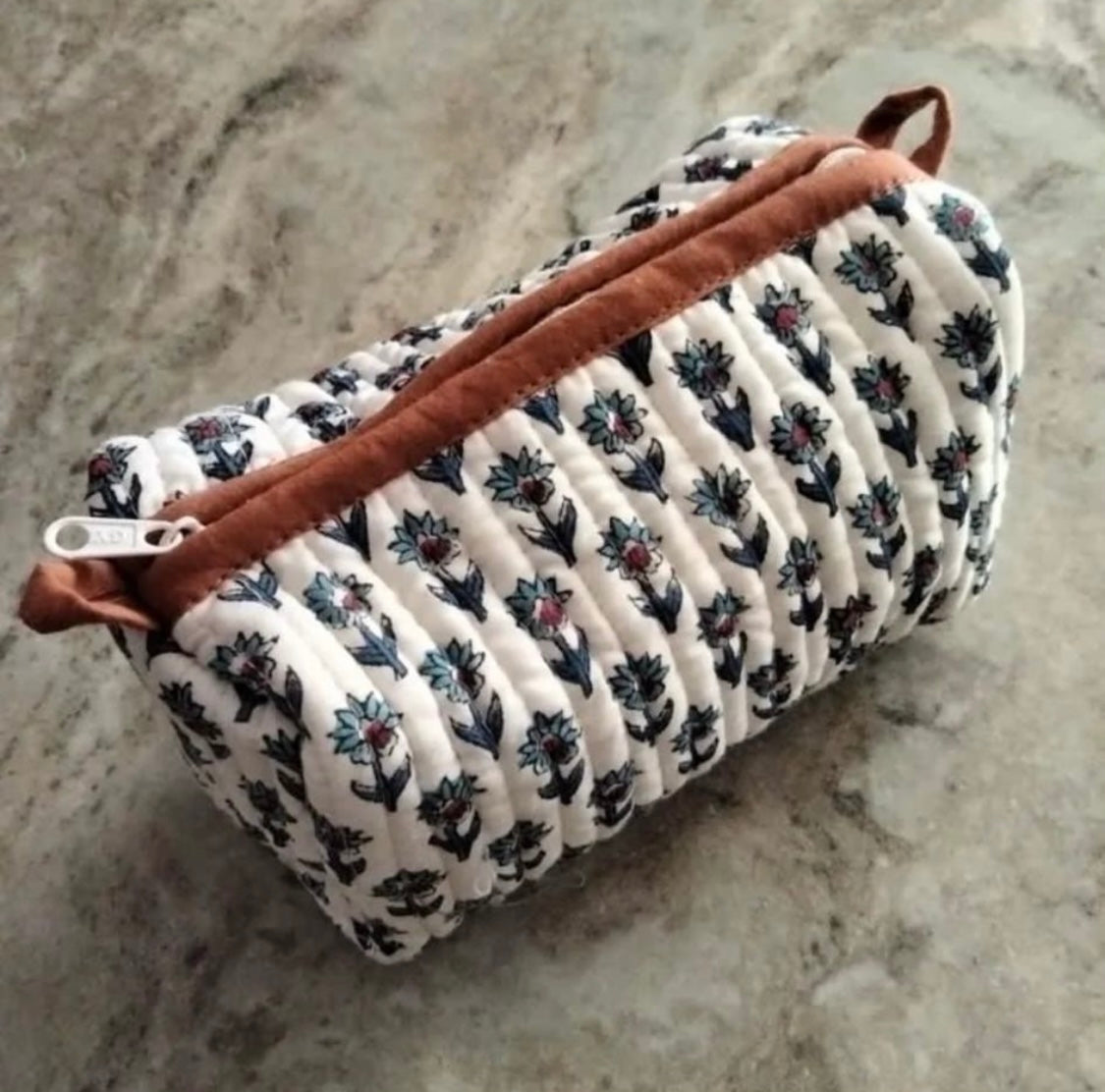 Quilted Wash Bag - Mini Blue