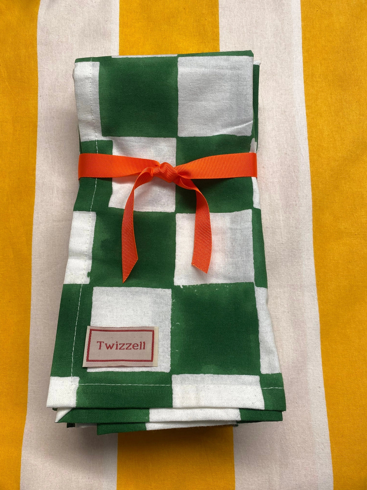 Green & White Checkerboard Napkin x 4