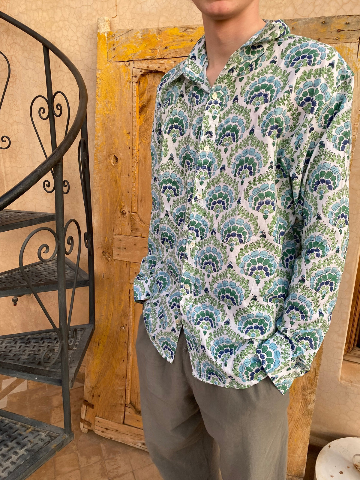 Blue Peacock Feather Shirt