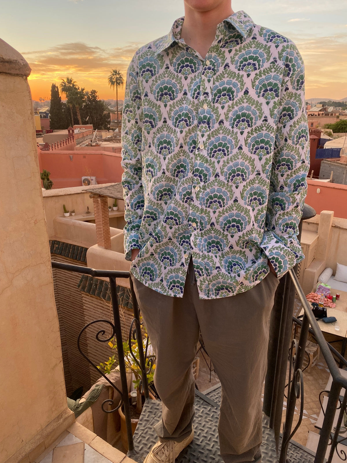 Blue Peacock Feather Shirt