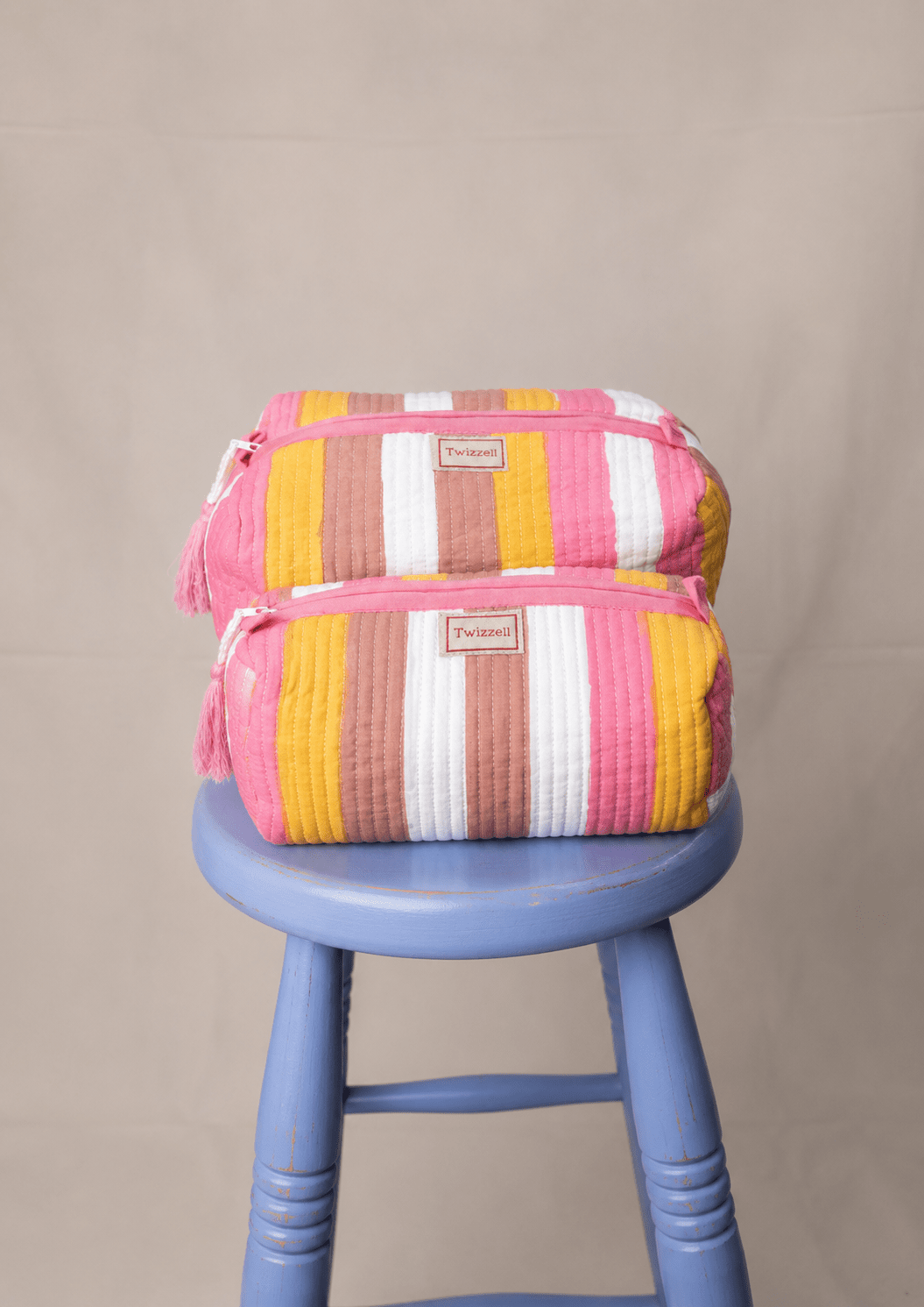 Quilted Wash Bag - Neapolitan Stripe