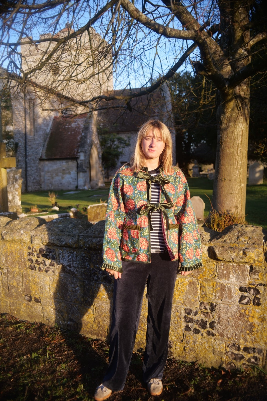 Reversible Jacket - Hydrangea with Red Stripe Reverse