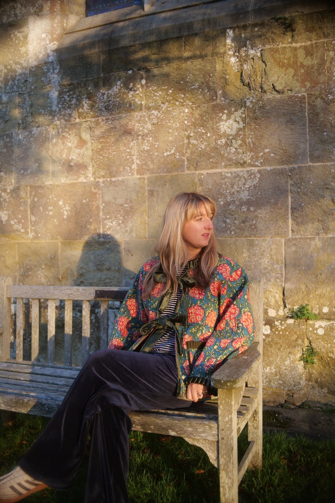 Reversible Jacket - Hydrangea with Red Stripe Reverse