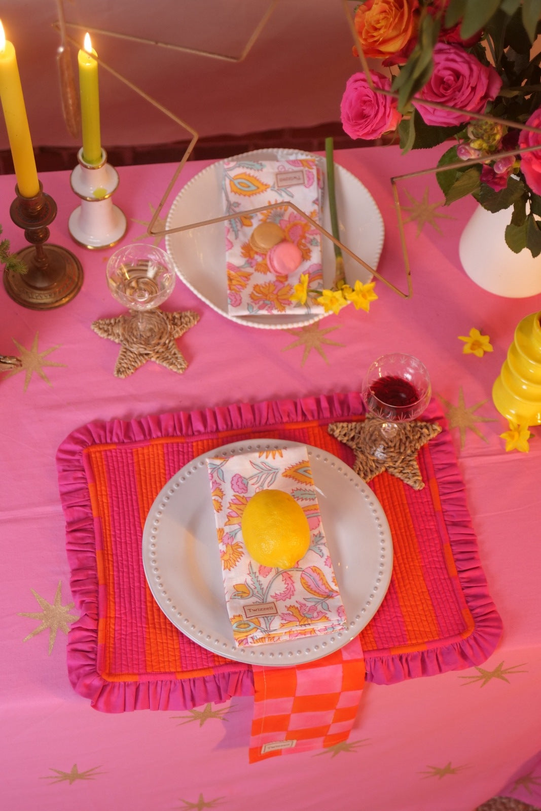 Pink and Orange Ruffle Placemat