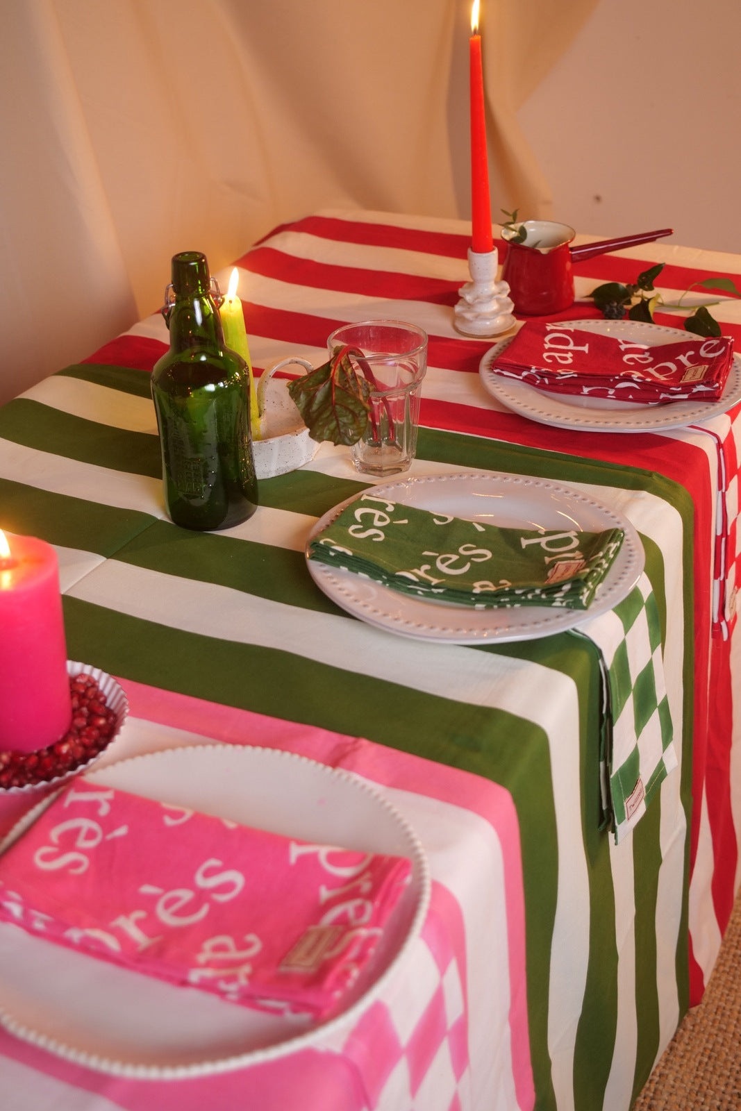 Pink Stripe Tablecloth