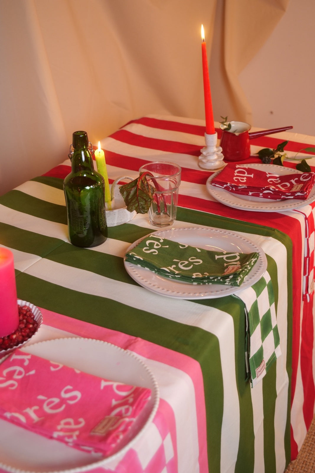 Green Stripe Tablecloth