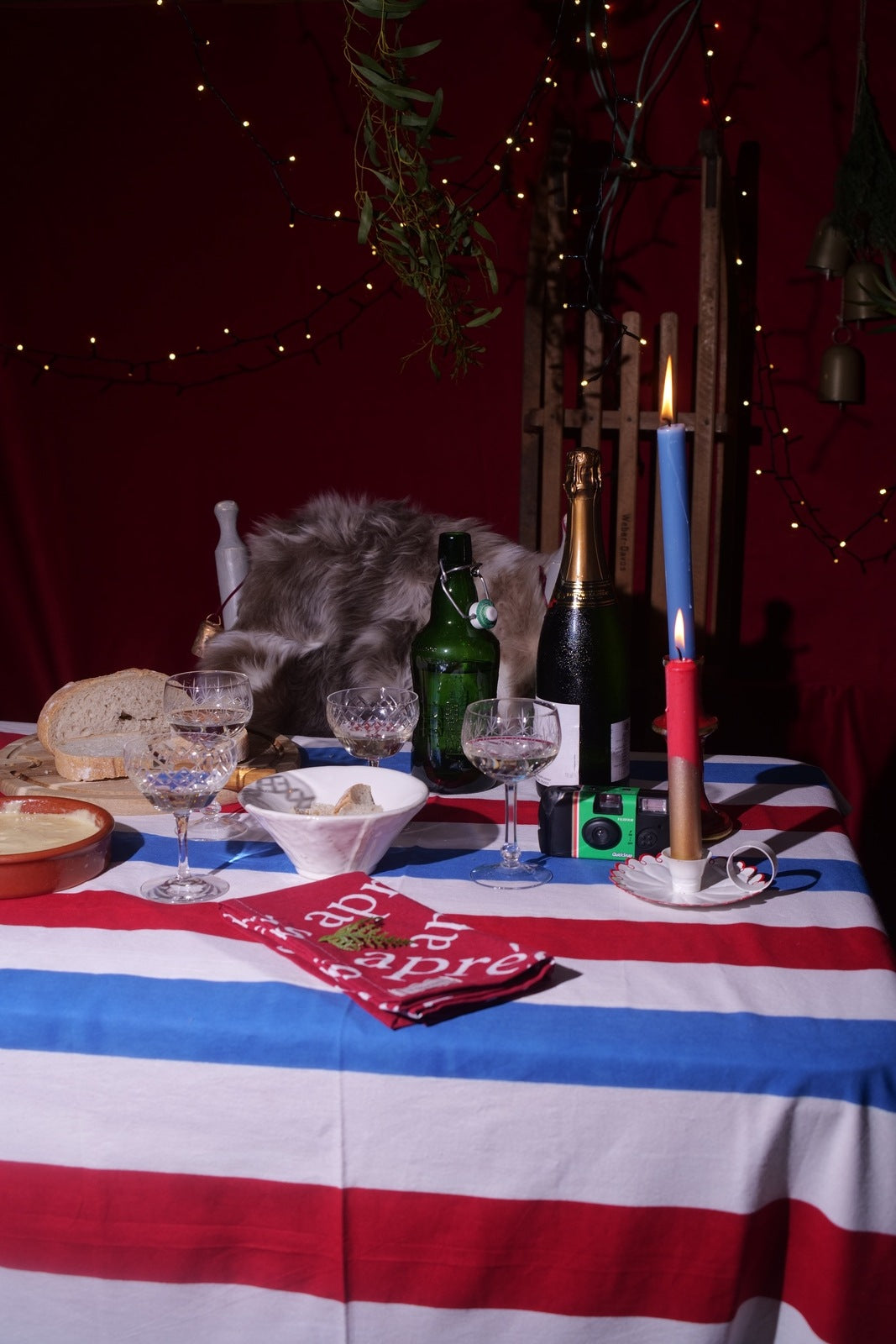Red, Blue and White Stripe Tablecloth