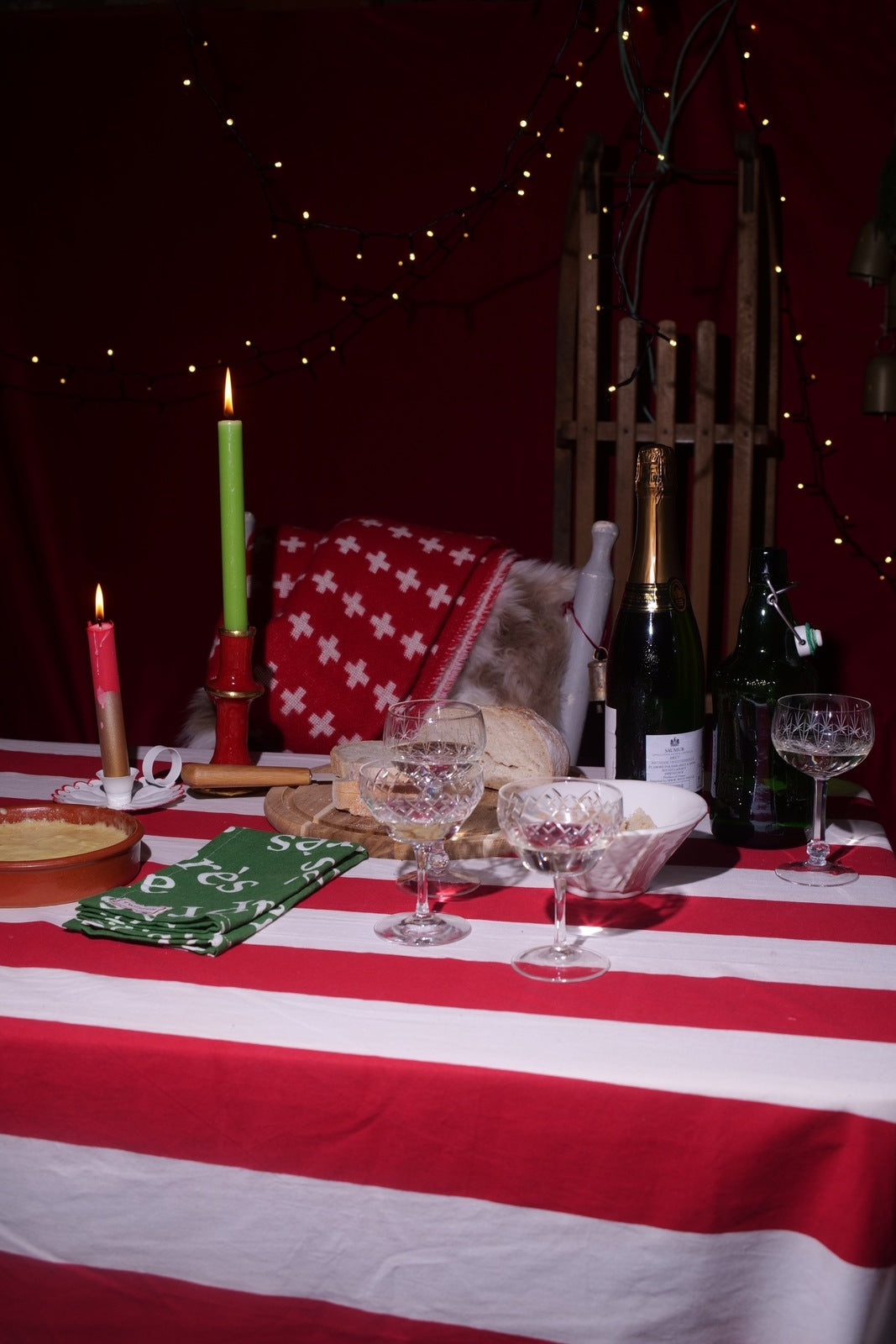 Red Stripe Tablecloth