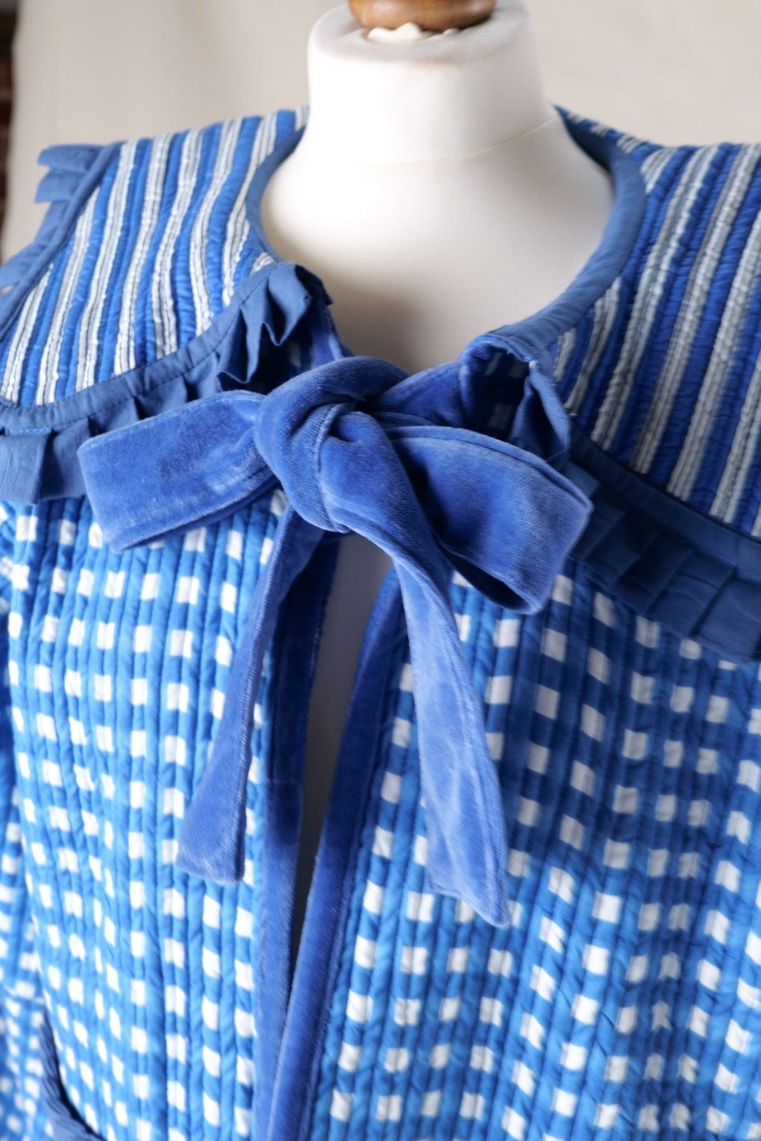Sailor Collar Reversible Jacket - Blue Gingham