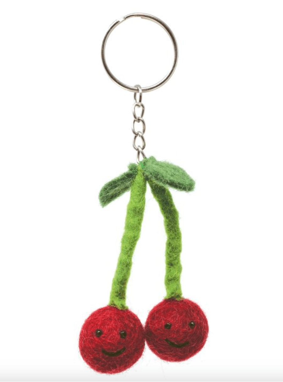 Cherries Pure Wool Felt Keyring
