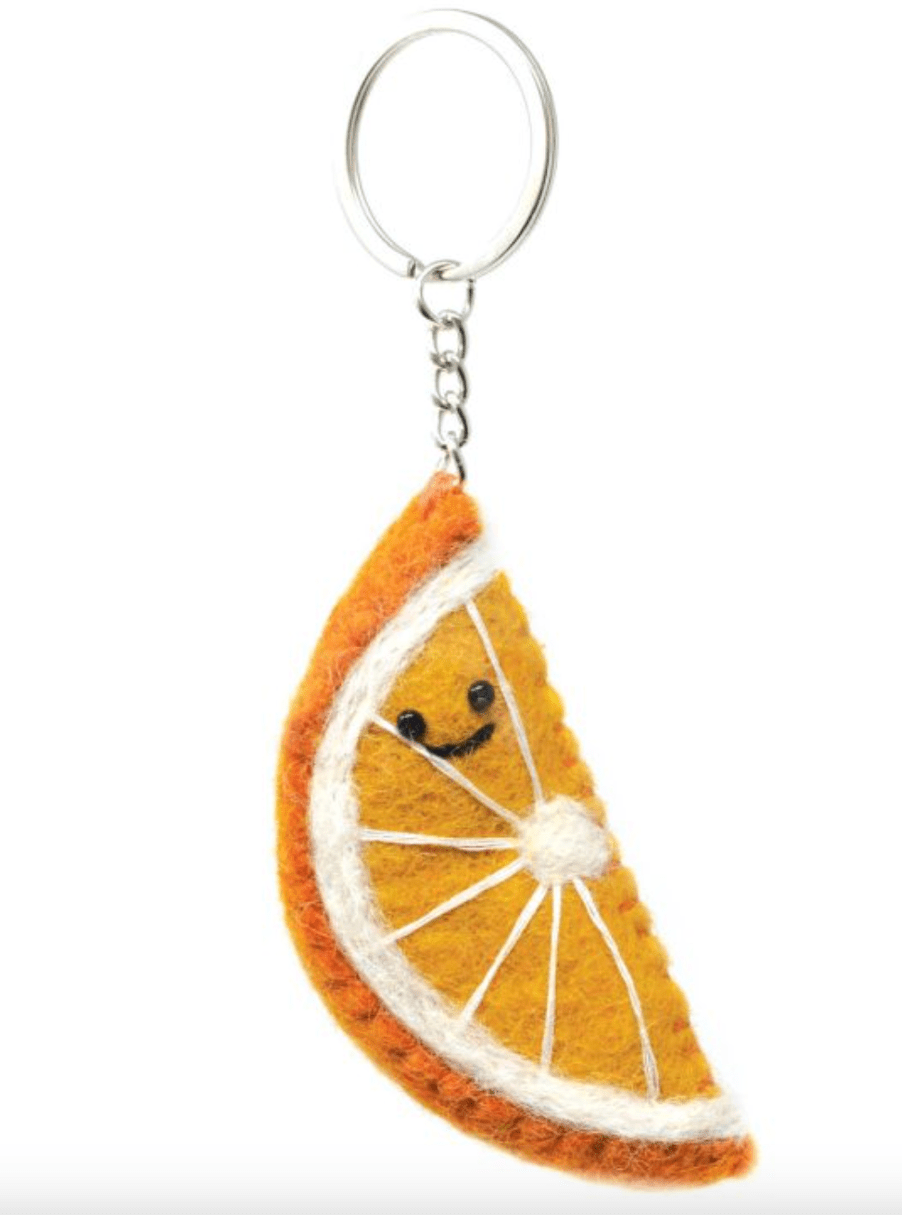 Orange Pure Wool Felt Keyring
