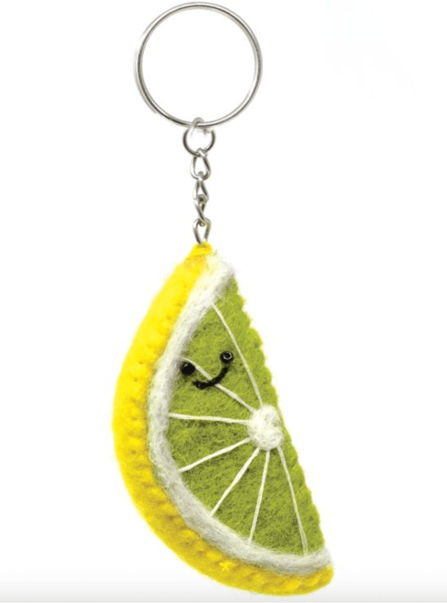 Lime Pure Wool Felt Keyring