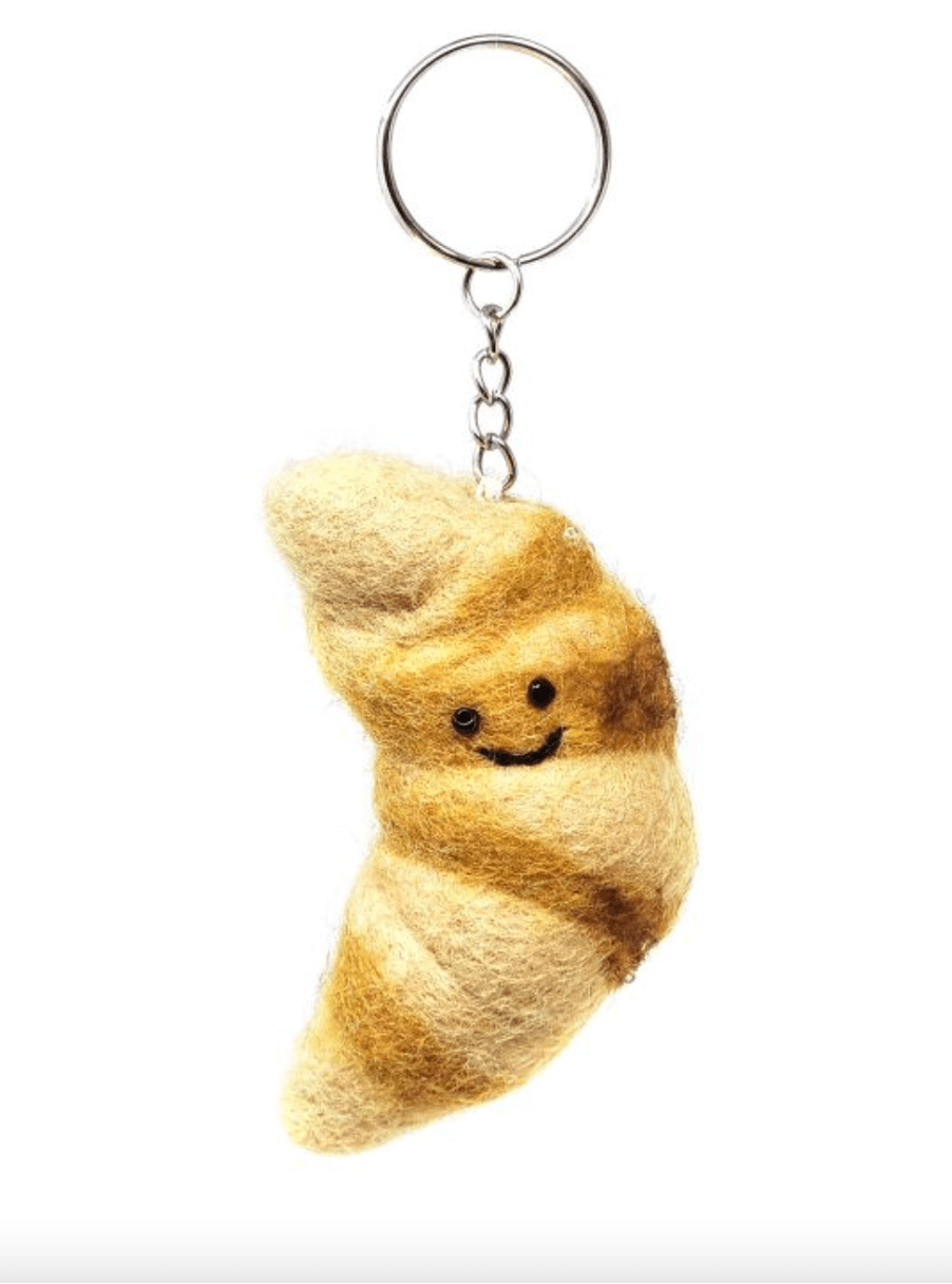 Croissant Pure Wool Felt Keyring
