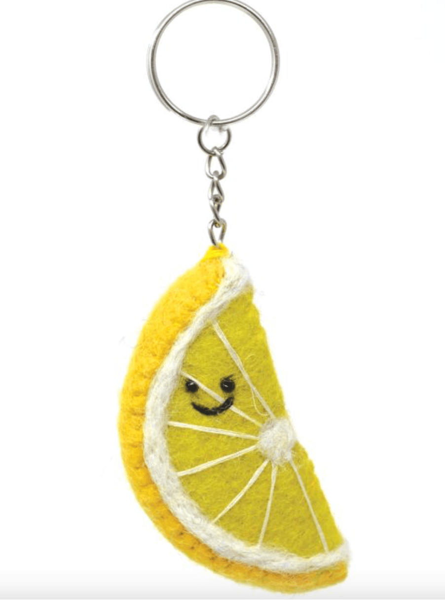 Lemon Pure Wool Felt Keyring