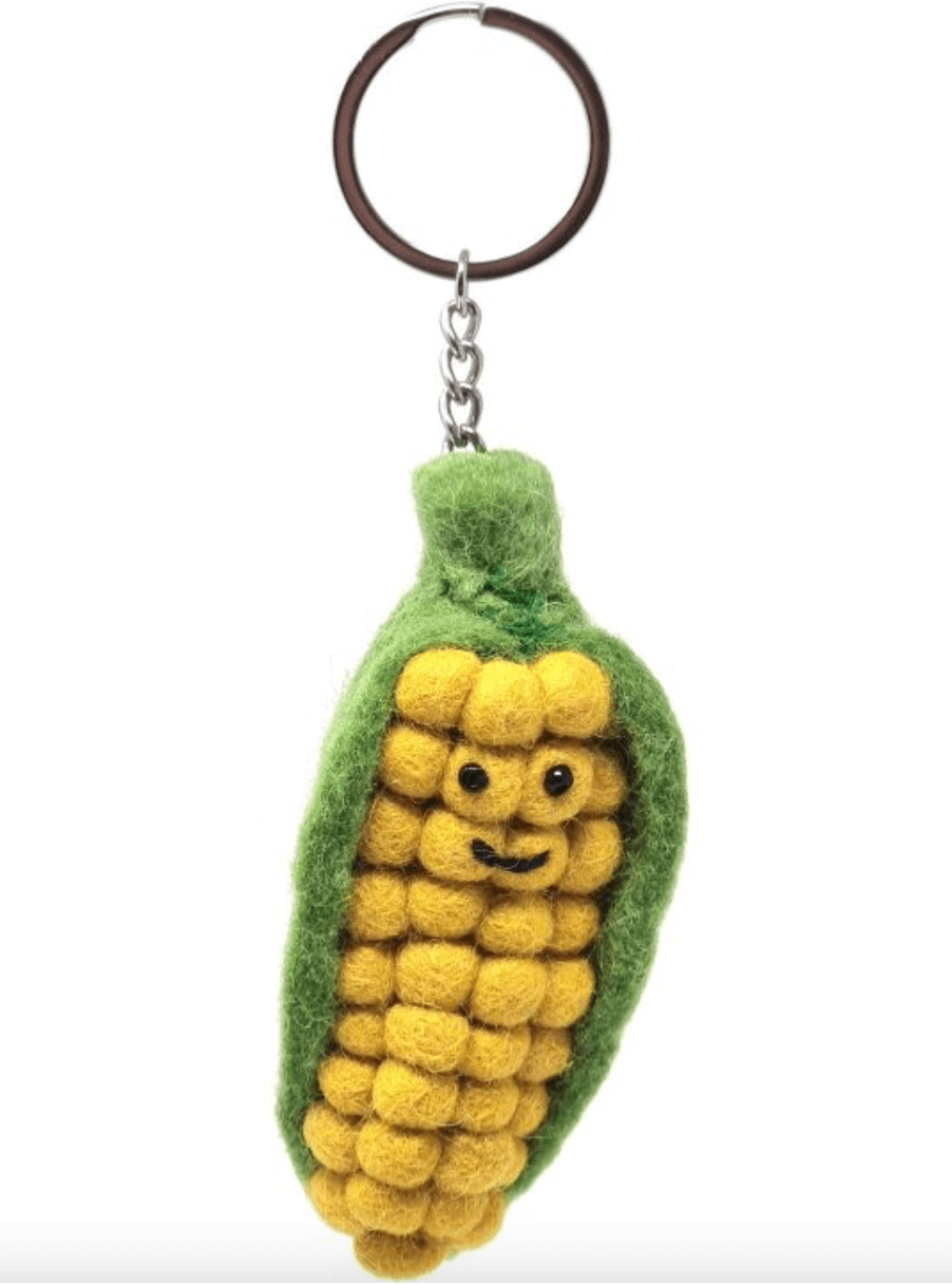 Sweetcorn Pure Wool Felt Keyring