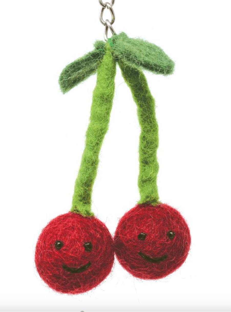 Cherries Pure Wool Felt Keyring