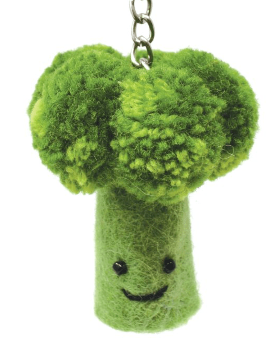 Broccoli Pure Wool Felt Keyring