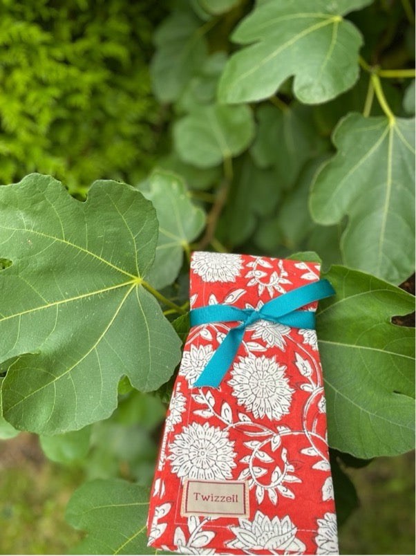 Indian Block Print Napkins Set of 4 - Red and White