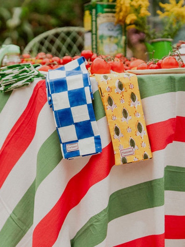 SECONDS Yellow with Green Leaf Napkin x 4