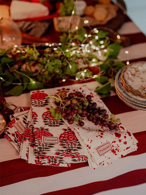 Merlot and Pink Hue Stripe Tablecloth