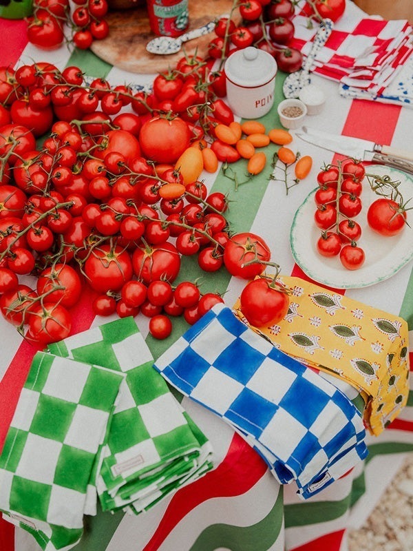 Yellow with Green Leaf Napkin x 4