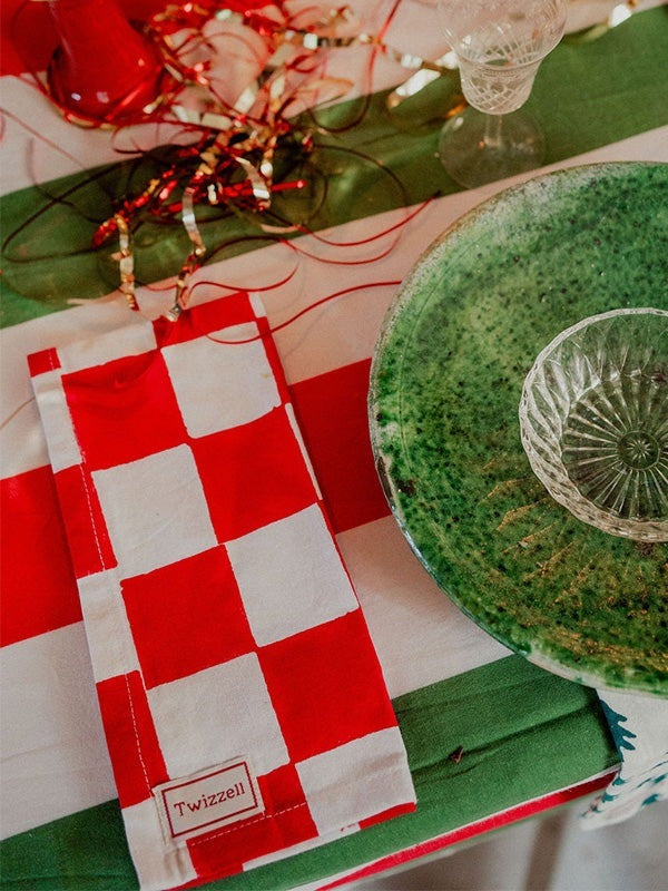 Red & White Checkerboard Napkin X 4