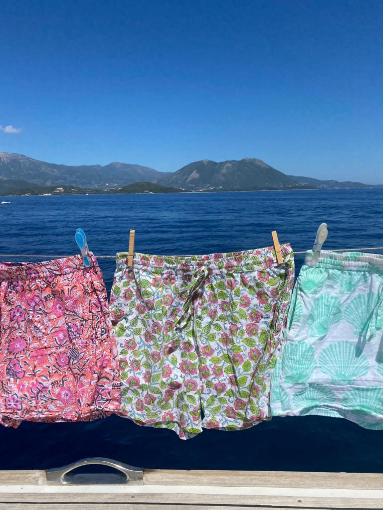 Unisex Indian Block Print Boxer shorts - Lime and Pink