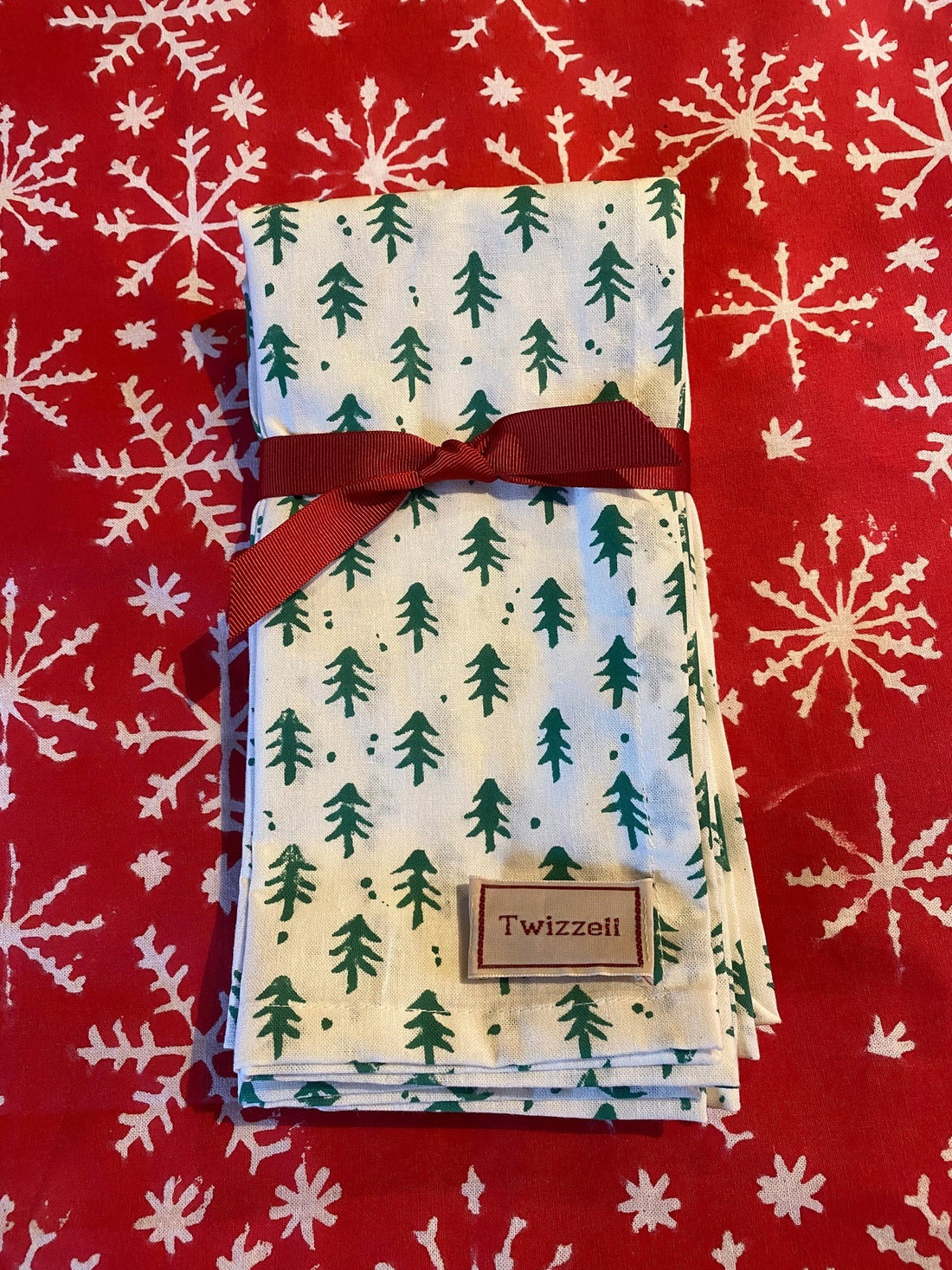Indian Block Print Napkins Set of 4 - Fir