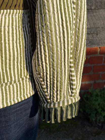 Skye Sailor Collar Reversible Jacket - Green Gingham