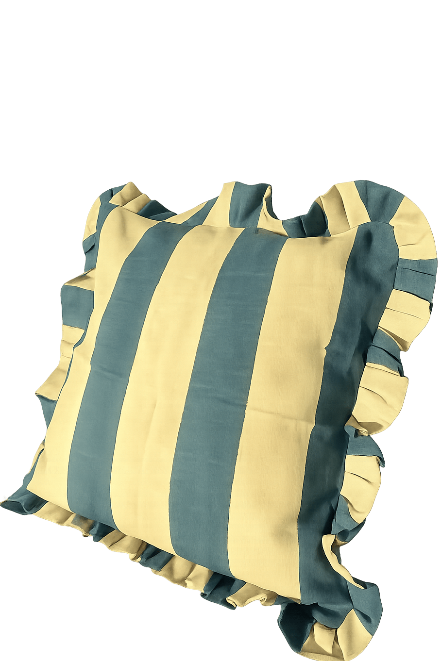 Ruffle Linen Cushion Cover - Blue