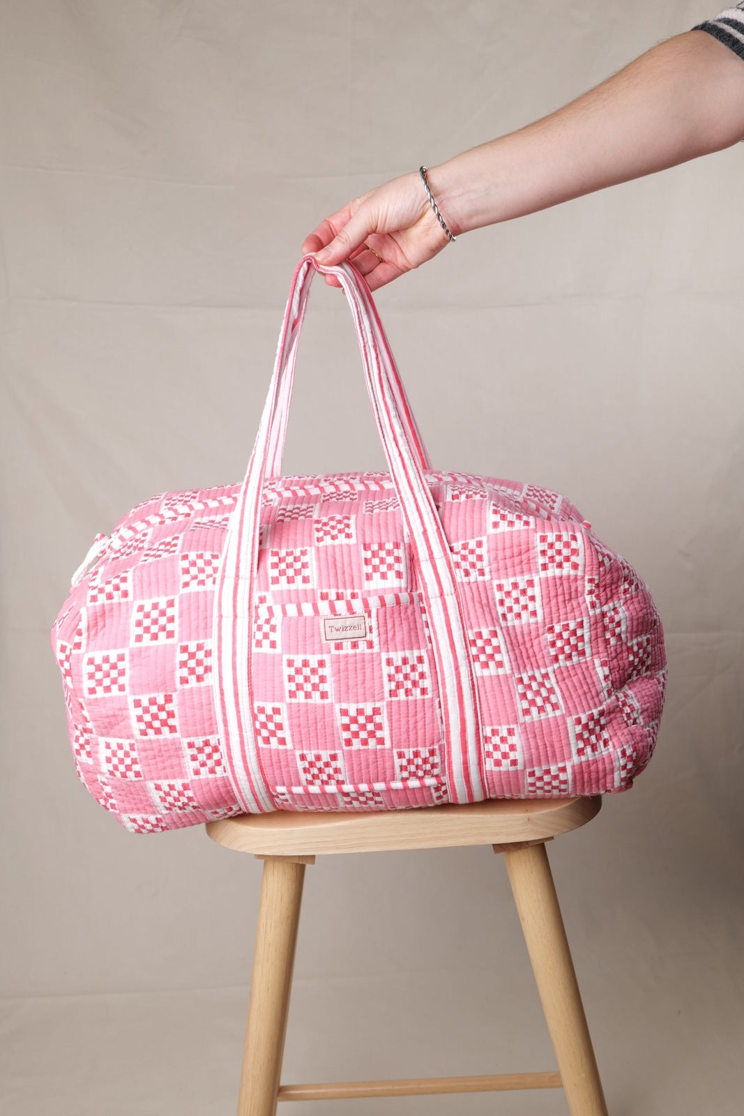 Indian Block Print Weekend Bag - Checkerboard
