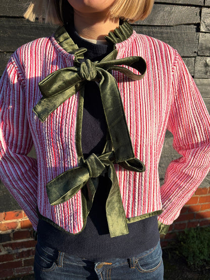 Reversible Jacket - Floral with Pink and Red Stripe