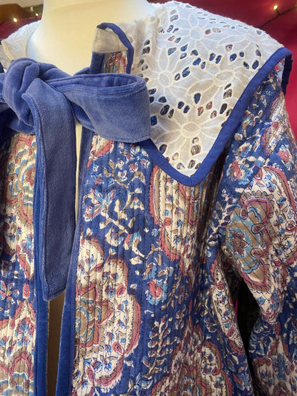 Viola Lace Collar Reversible Jacket - Blue and Mauve