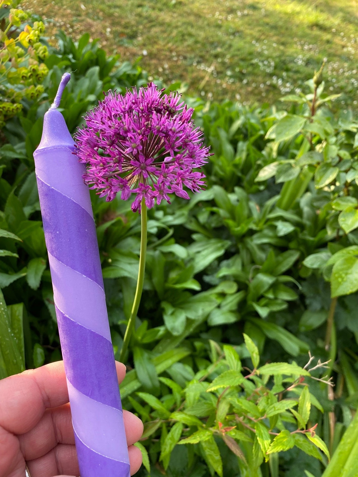 Lilac and Dark Purple Helter Skelter Candle