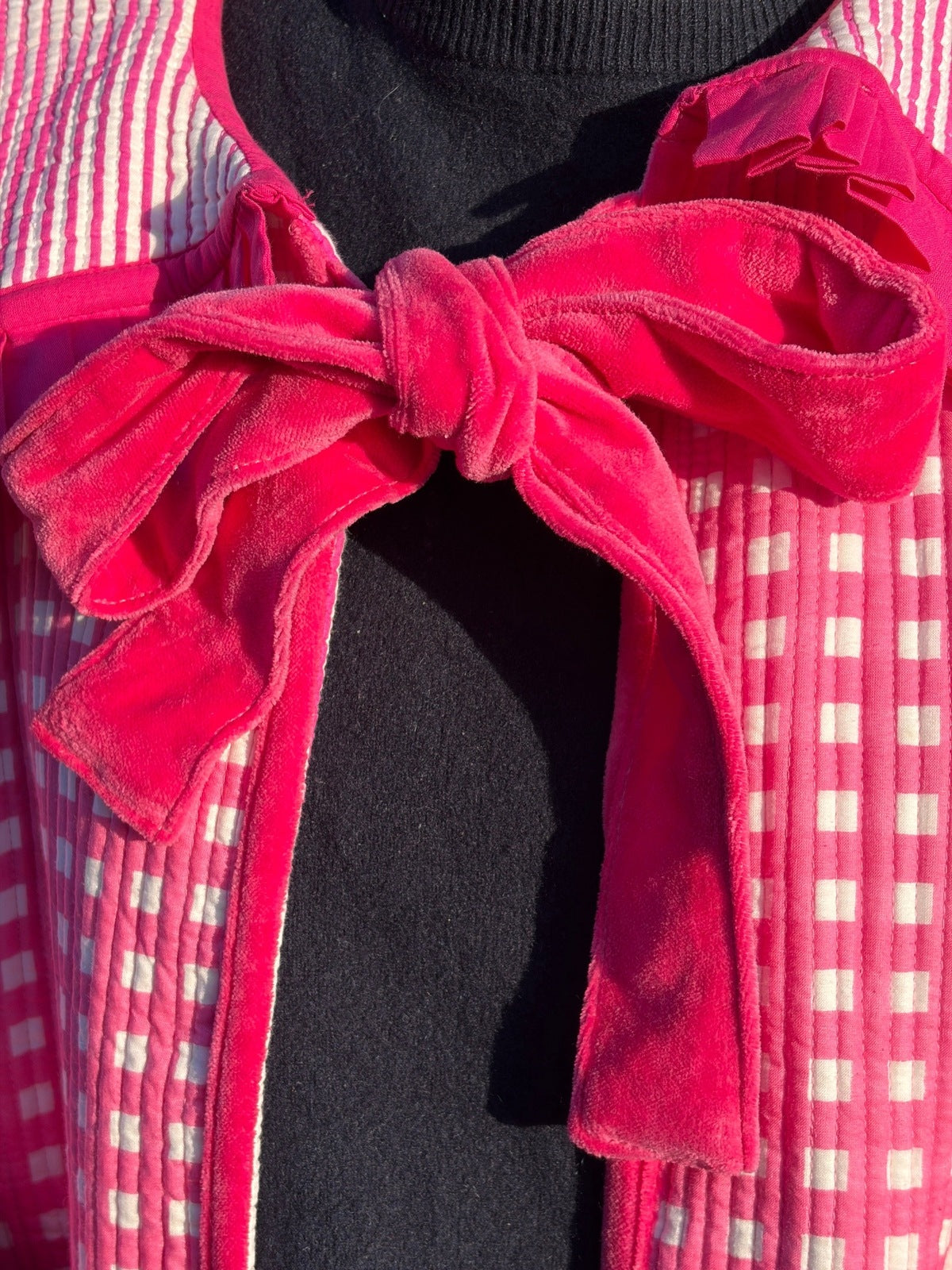 Sailor Collar Reversible Jacket - Pink Gingham