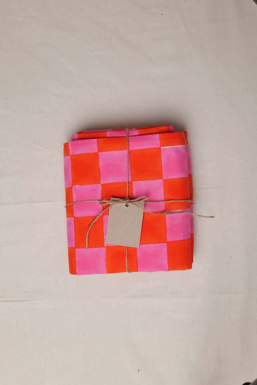 Pink and Orange Checkerboard Tablecloth