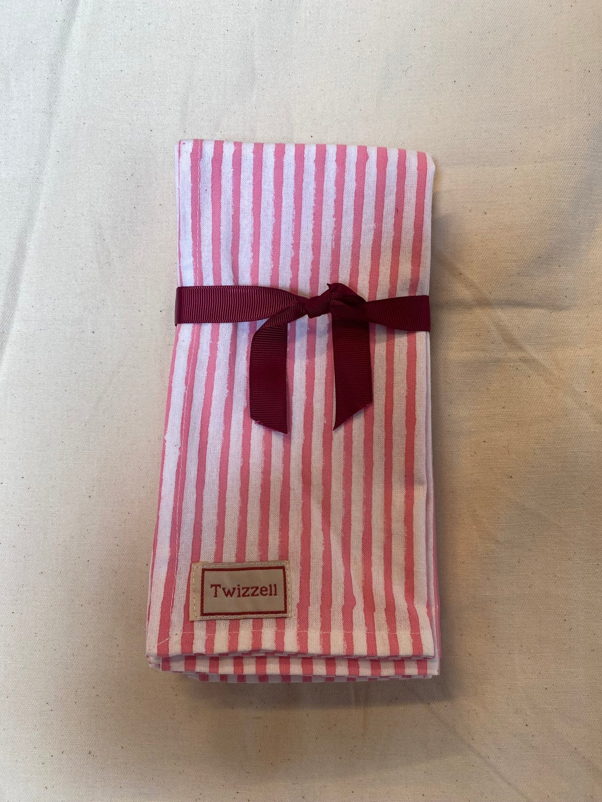 Pink &amp; White Pinstripe Napkin x 4