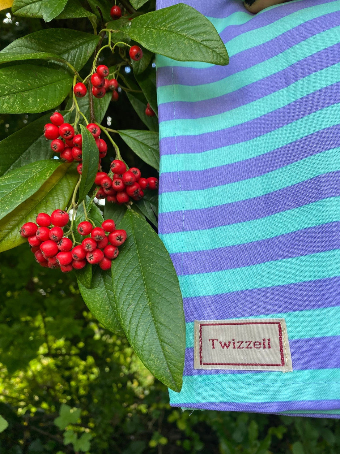 Lilac &amp; Blue Stripe Napkin x 4