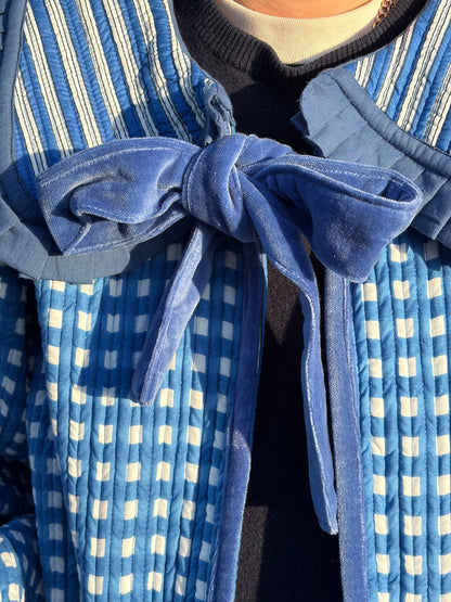 Sailor Collar Reversible Jacket - Blue Gingham
