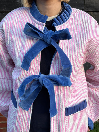 Liv Reversible Jacket - Patchwork with Pink Stripe