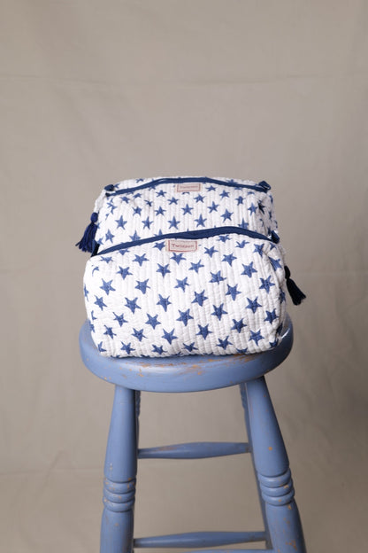 SECONDS Quilted Wash Bag - Blue Stars