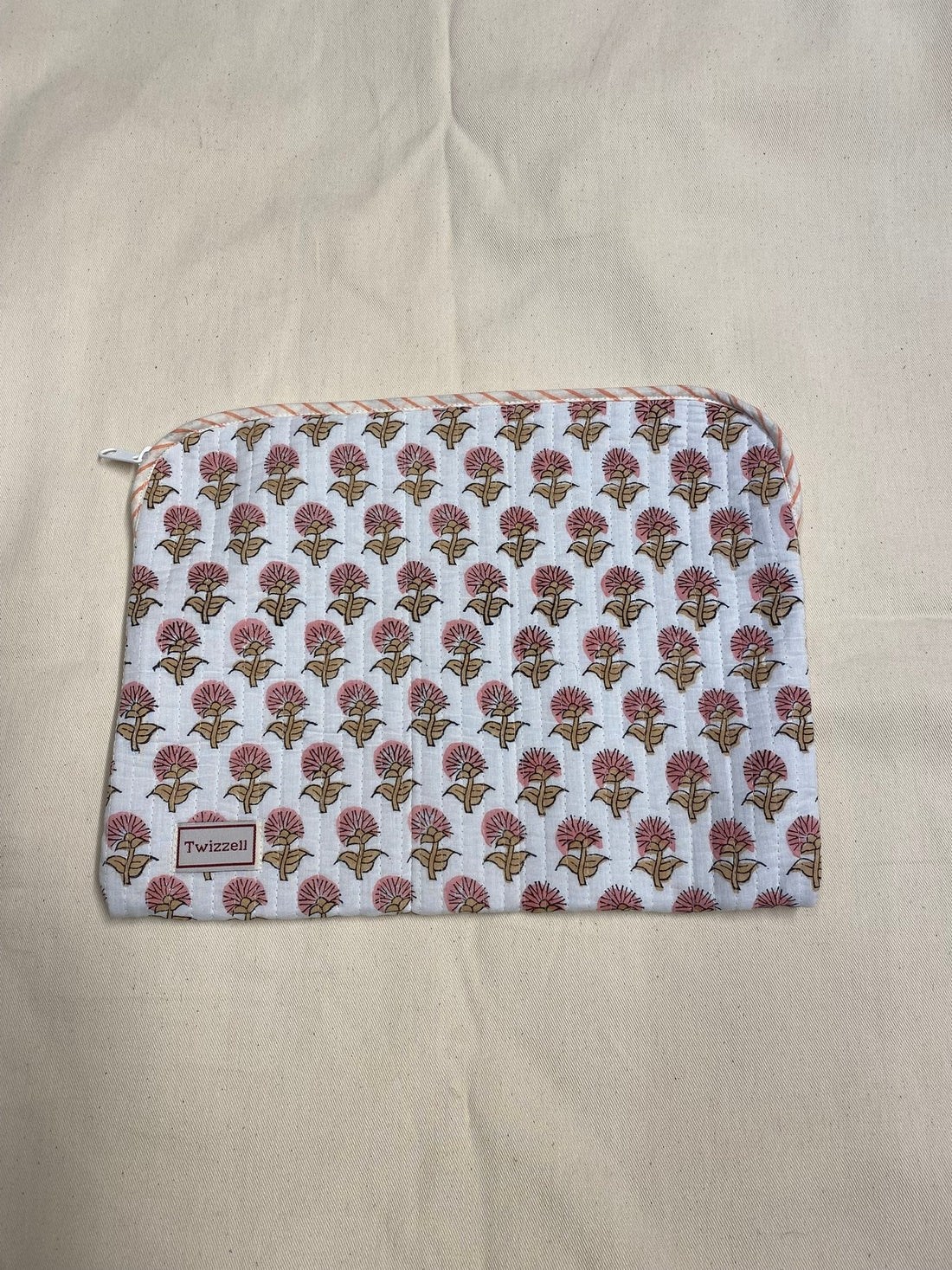 Indian Block Print Laptop Pouch - Mini Pink