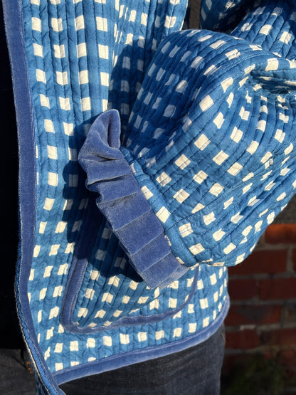 Sailor Collar Reversible Jacket - Blue Gingham