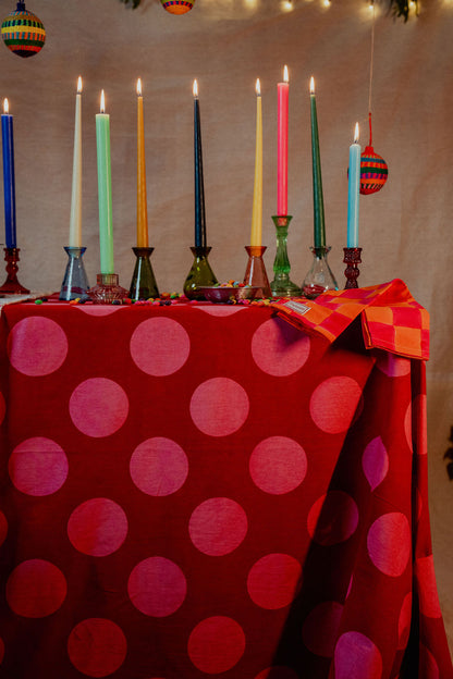 Red with Pink Spot Tablecloth