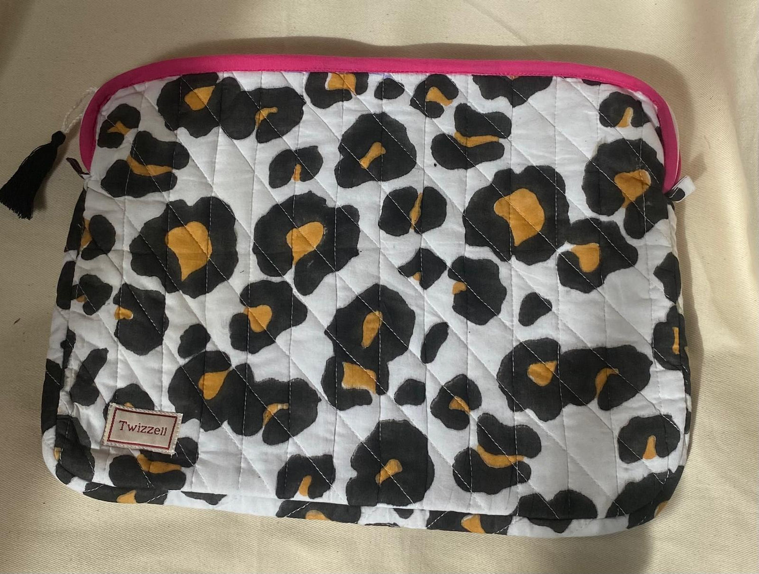 Indian Block Print Laptop Pouch - Leopard